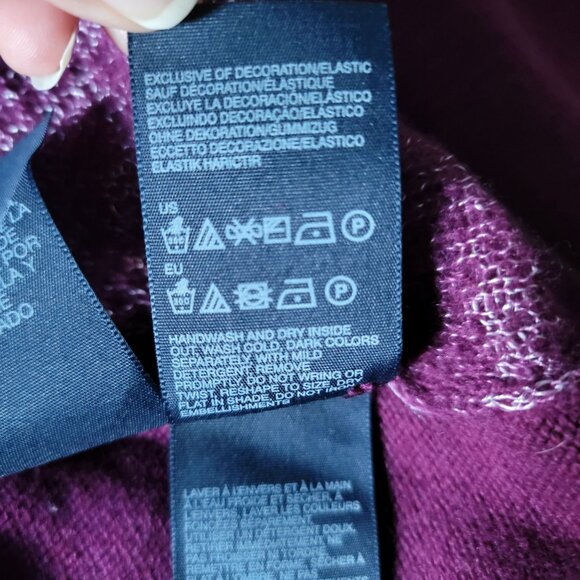 Tommy Hilfiger Merlot Knit Sweater Silver Metallic Womens M Ribbed Angled Collar - Picture 10 of 16